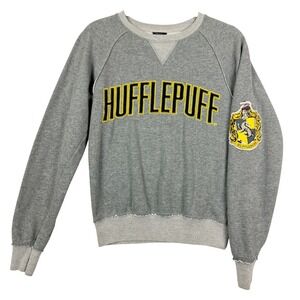 Universal Studios XS Harry Potter Hufflepuff Gray Raglan Sweatshirt Crest Patch